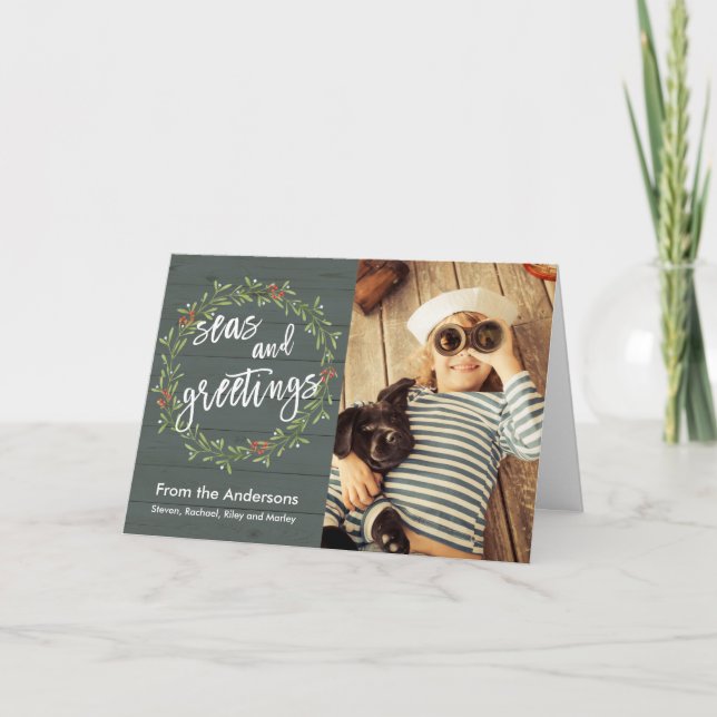 Nautisk jul med ditt foto helgkort (Framsida)