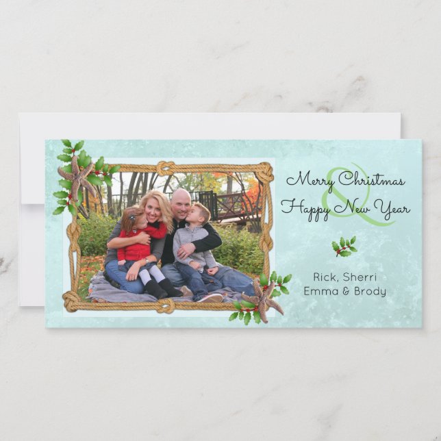 Nautisk jul vid Kusten Starfish Stänk Julkort (Framsida)