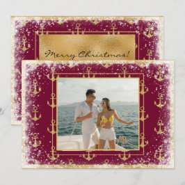 Nautisk julkort med röda Xmas-foton