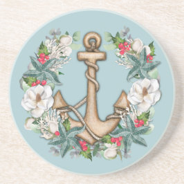 Nautisk julkrans och ankare | Light Teal Underlägg