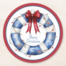 Nautisk jultid Preserver med bin Underlägg Papper Rund