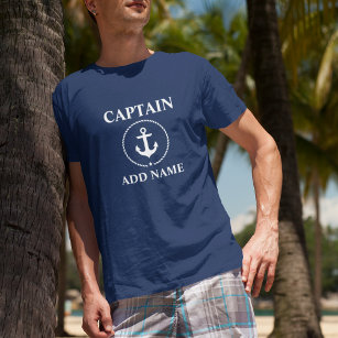 Nautisk kapten Add Namn Anchor Rope Blue T Shirt
