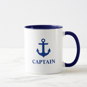 Nautisk kapten Anchor Blue och White Mugg
