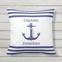 Nautisk kapten Blue Anchor Add Namn Kudde