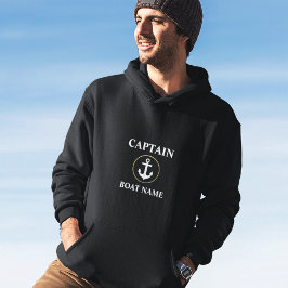 Nautisk kapten Boat Namn Anchor Guld Blk Hoodie