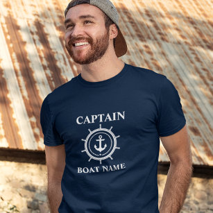 Nautisk kapten Boat Namn Anchor Rope Helm T Shirt
