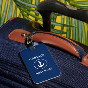 Nautisk kapten Boat Namn Anchor Rope Navy Blue Bagagebricka