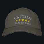 Nautisk kapten Boat Namn Guld Stars Distress Broderad Keps<br><div class="desc">Segla i stil med en personlig med broderad hatt med din kapten rank eller annan önskad titel tillsammans med ditt namn eller Boat Namn i silver och fem guld-stjärnor. Flera socklar och tråd färg att välja mellan. Gör en underbar anpassningsbar för Fars dag,  födelsedagar eller tillfälle.</div>
