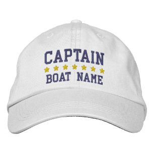 Nautisk kapten Din boat Namn White Cap Broderad Keps