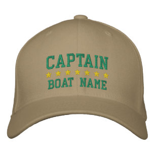 Nautisk kapten Khaki Din boat Namn Broderad Keps