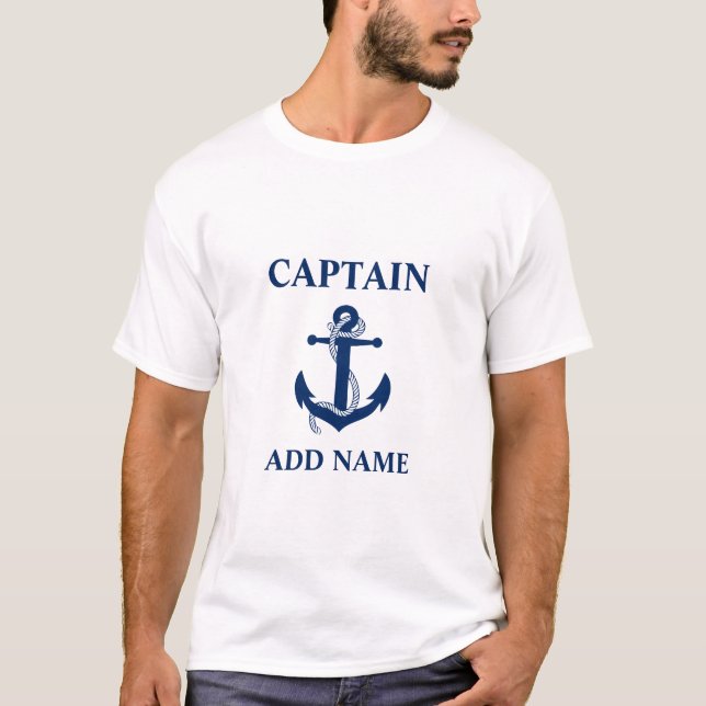 Nautisk kapten Namn Anchor Rope T Shirt (Framsida)