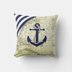 Nautisk karta/ankare/fraktaser, hjulsilhuett kudde
