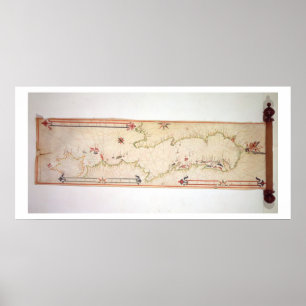 Nautisk karta för miniatyr av Adriaticen, 1624 Poster