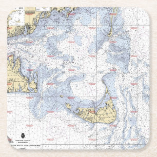 Nautisk kartakustfartyg av Nantucket Underlägg Papper Kvadrat
