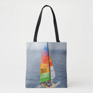 Nautisk katamaran segelbåt foto strand tote väska