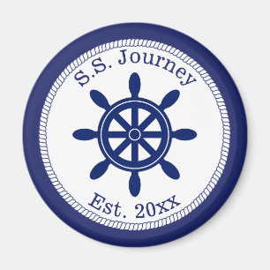 Nautisk kommendörs hjul Lägg till båten Namn Magnet
