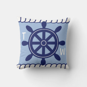 Nautisk kommendörs Wheel Add Namn and Monogram Kudde