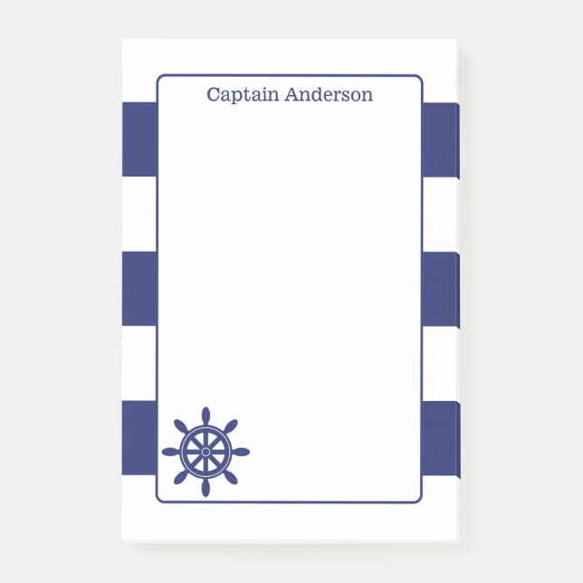 Nautisk kommendörshjul Lägg till Namn 4x6 Post-it Block (Framsida)