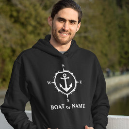 Nautisk kompass ankare din båt eller Namn Black Hoodie