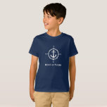 Nautisk kompass-ankare för ditt fartyg eller Namn- T Shirt<br><div class="desc">En marin kompass och ankare med ditt namn eller Boat Namn på en Boys Navy Blue T-Shirt.</div>