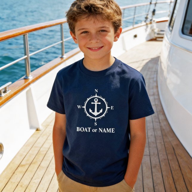 Nautisk kompass-ankare för ditt fartyg eller Namn- T Shirt (Skapare uppladdad)