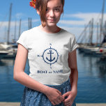 Nautisk kompass ankare till din båt eller Namn Whi T Shirt<br><div class="desc">En nautisk kompass och ankare med ditt namn eller Boat Namn på en Girls White T-Shirt.</div>