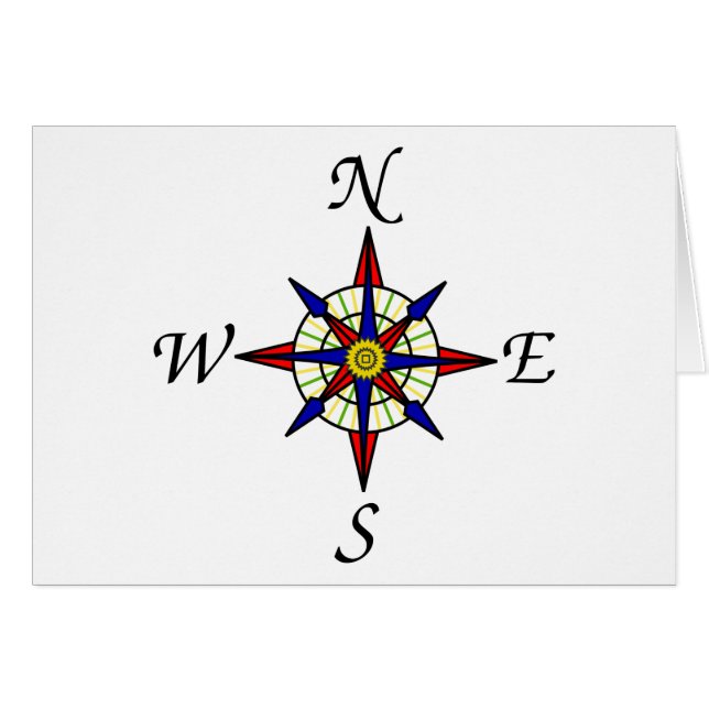 Nautisk kompass hälsningskort (Framsidan Horizontal)