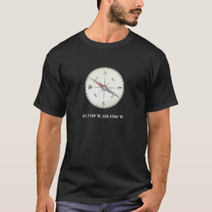 Nautisk kompass, koordinater för Latitude Longitu T Shirt