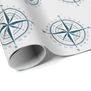 Nautisk kompass på Grått Presentpapper