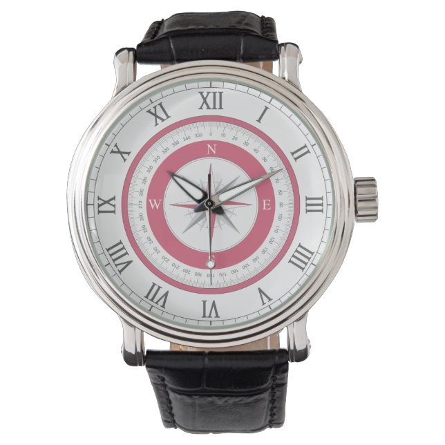 Nautisk kompass Red & White Armbandsur (Framsida)