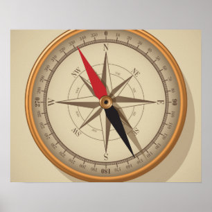Nautisk kompass Steampunk Poster