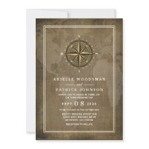 Nautisk kompass Vintage Globe Bröllopsinbjudningar