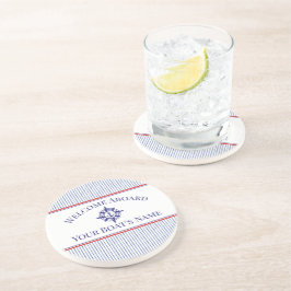Nautisk kompassros båtnamn sandstens coaster underlägg