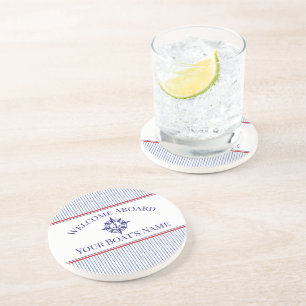 Nautisk kompassros båtnamn sandstens coaster underlägg