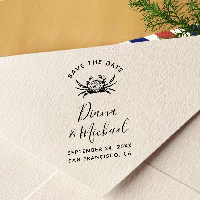 Nautisk krab SPARAR DATKalligrafin Självfärgande Stämpel (Skapare uppladdad)