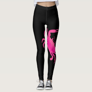 Nautisk krabba för svart shock rosa leggings