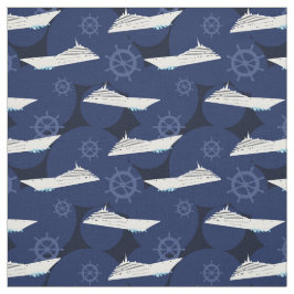 Nautisk kryssning Fraktaser Modern Blue White Möns Tyg