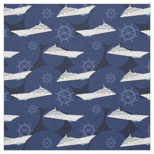 Nautisk kryssning Fraktaser Modern Blue White Möns Tyg