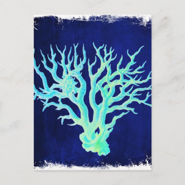 Nautisk kustnära chic vid blå korallrev vykort (Framsida)