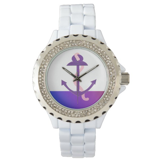 Nautisk lila ankar armbandsur (Framsida)