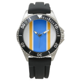 Nautisk ljusblå Gult Vit Tävla Rand Armbandsur