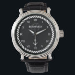 Nautisk lyxbevakningsgåva med eget namn armbandsur<br><div class="desc">För manar födelsedag, bröllop, pension, prestation, Helgdagar etc. Skapa din egen lyxiga present till honom. Snyggtens sofistikerade utformning med romerska chic och elegantens skripttypografi. Personlig för namn, efternamn eller frakt namn plus monogram. Lägg eventuellt till födelseår eller pensioneringsdatum. Klassens moderna herrar tittar efter bästa pappa, far, make, bror, son, farfar,...</div>