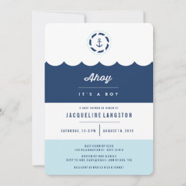 Nautisk marin ahoy Det är en pojkmodern babyskabok Inbjudningar