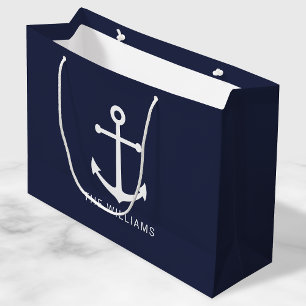 Nautisk marin blå ankare med eget namn