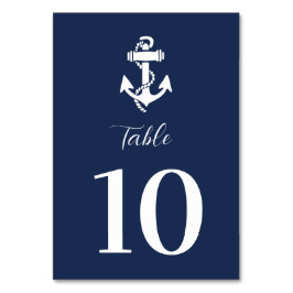 Nautisk marin blå ankchor Modern Elegant bröllop Bordsnummer
