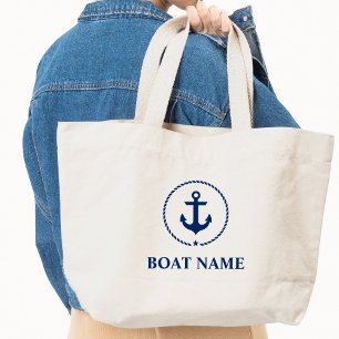 Nautisk marin blå ankchor Rope Jumbo Tote Bag Tygkasse
