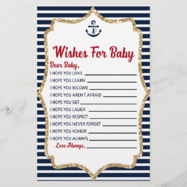 Nautisk marin blå Önskemål för babyvisningsaktivit Brevpapper
