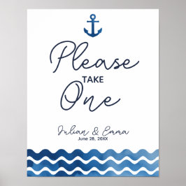 Nautisk marin blå, ta en utskrift poster