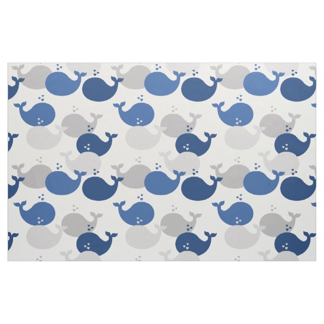 Nautisk marin blåval av havslevande djur tyg (Fat Quarter)