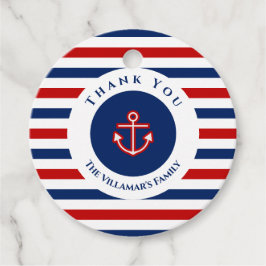 Nautisk marin marin, blå rödvit Rand Gåvor Etiketter